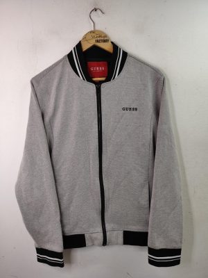 Guess Vintage 00s Y2K Sport Jacket Light Gray & Zipper S M