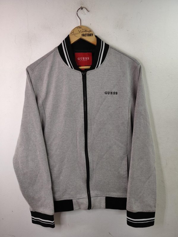 Guess Vintage 00s Y2K Sport Jacket Light Gray & Zipper S M