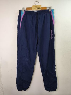 Reebok Vintage 90s Track Pants Navy Blue Zipper & Embroided Logo L XL