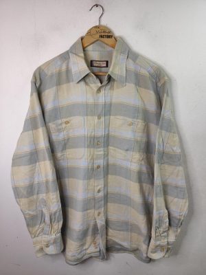 Emidio Tucci Sport Checkered Long Sleeve Shirt Light Blue & Cream L XL