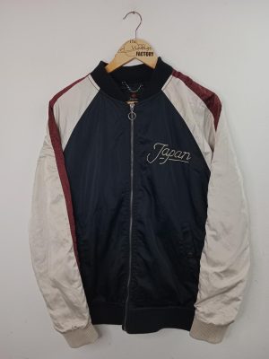 Sukajan Japanese Bomber Jacket Embroided Puma Navy Blue M