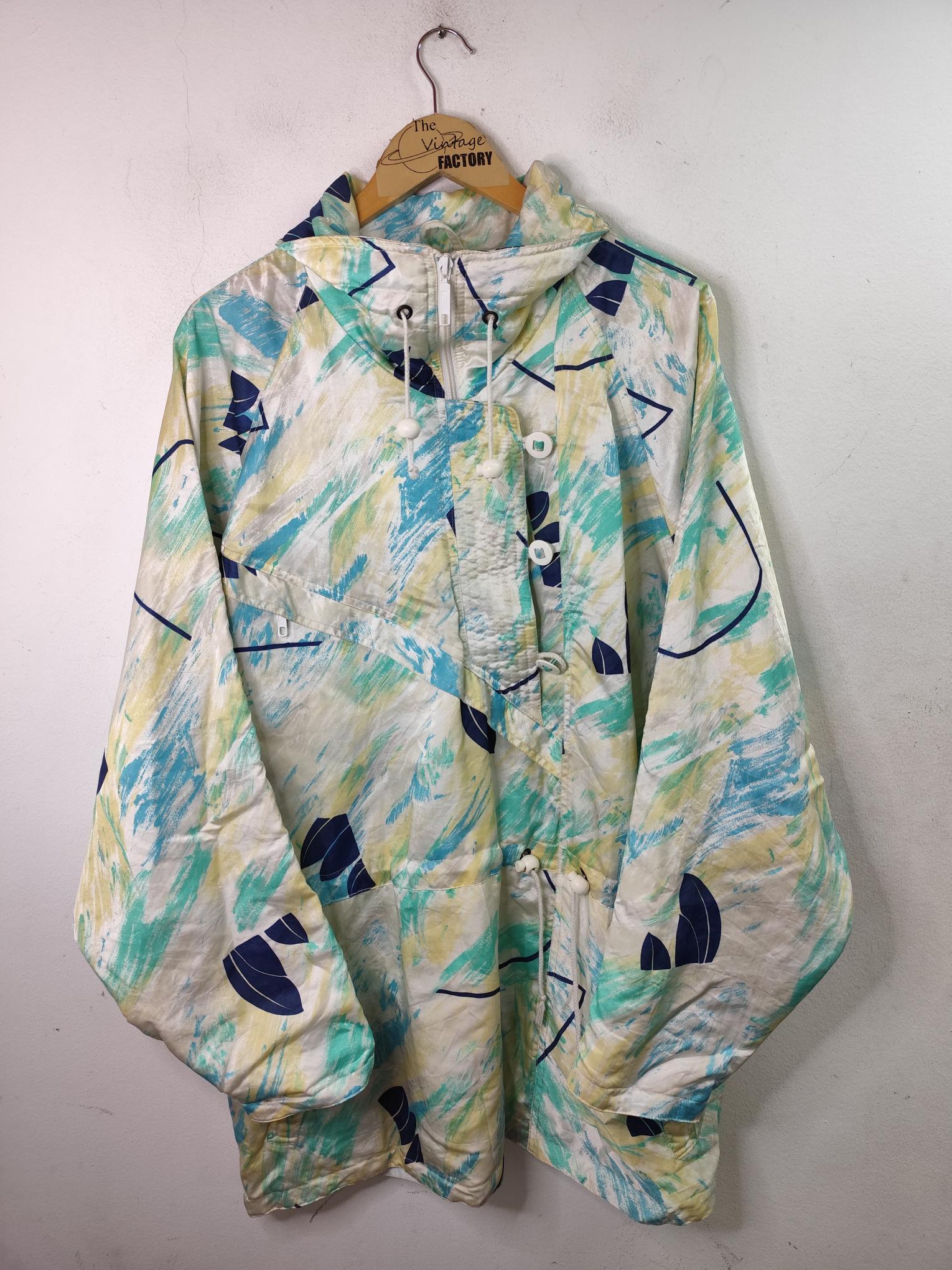 Goldem Team vintage 80s Windbreaker jacket half Zipper Beige & Print XXL
