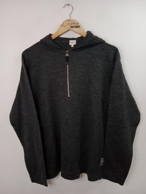Calvin Klein Wool Hooded Knitted Sweater Gray & Half zipper L XL