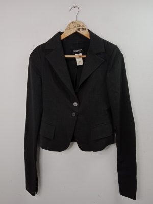 Patrizia Pepe Blazer Vintage Wool Dark Gray Short & Long Sleeve M