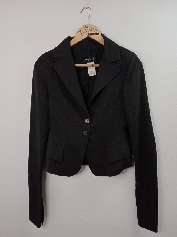 Patrizia Pepe Blazer Vintage Wool Dark Gray Short & Long Sleeve M