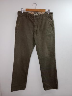 Burberry Cotton Denim Pants Khaki Green Striped & Straight 42 M