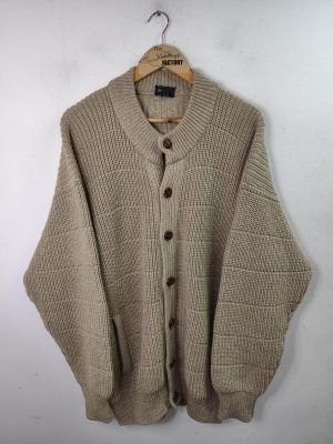 Ermenegildo Zegna Knitted cardigan vintage Wool & Beige XL XXL