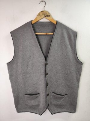 Colmar Knitted vest vintage wool Grey & Buttons L XL
