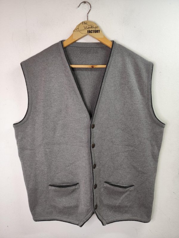 Colmar Knitted vest vintage wool Grey & Buttons L XL