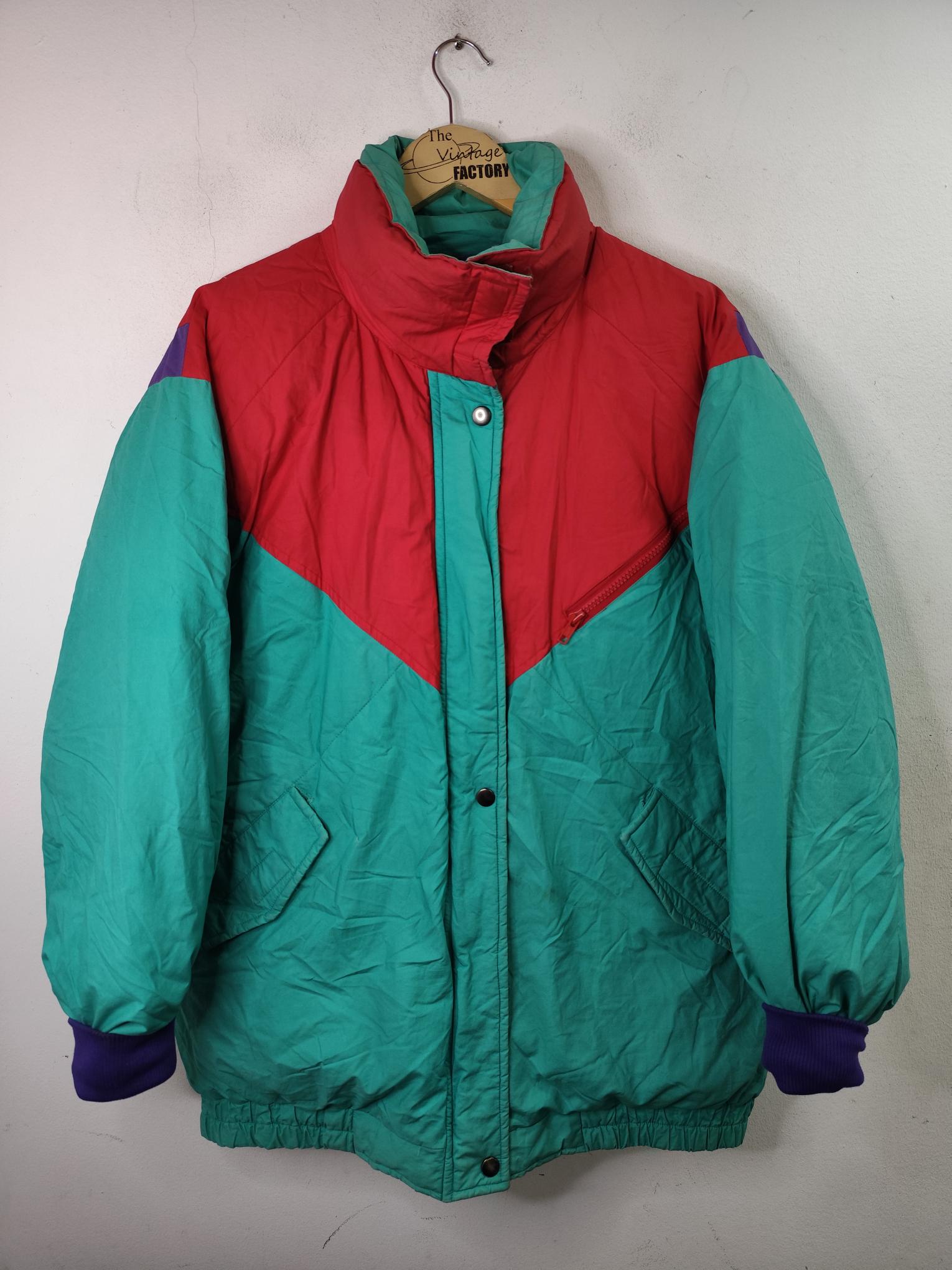 Down Anorak vintage 80s Reversible Aqua blue & Violet XL XXL