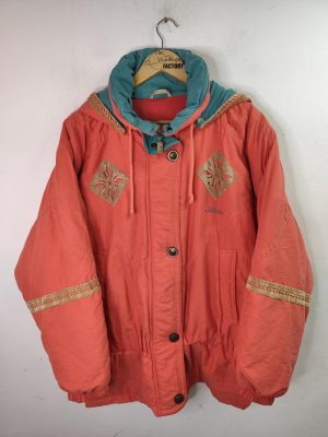 Skila Vintage 90s Anorak Hooded Jacket Zipper & Orange XL