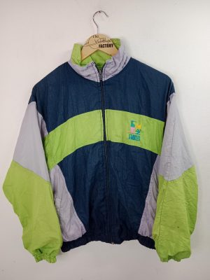 S'mokles Vintage Crazy Jacket Navy Blue & Green Zipper L XL