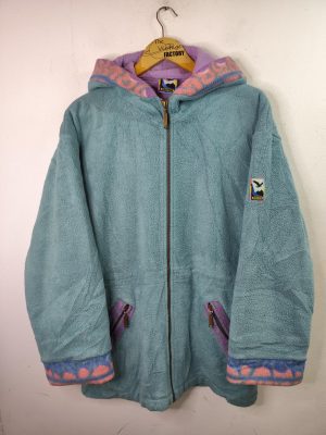 Salewa Fleece Hi-Tech Polarlite vintage zipper and hood light blue printed XL XXL