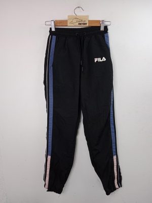 Fila Retro Track Pants Black & Blue Pink Stripes XXS