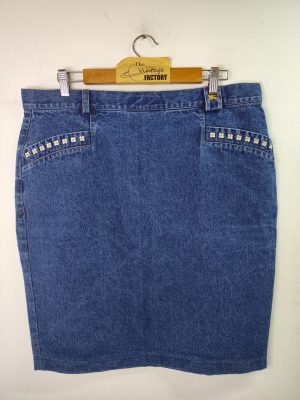 Burberrys Denim skirt vintage 90s Embroided & Midi XXXL