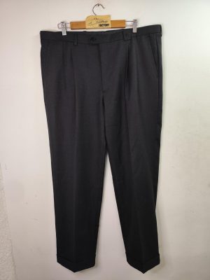 Burberry Wool Pleated Pants Dark Gray & Straight 50 XL