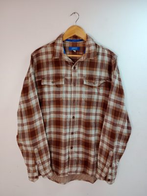 Adidas camisa marrón y beige a cuadros M