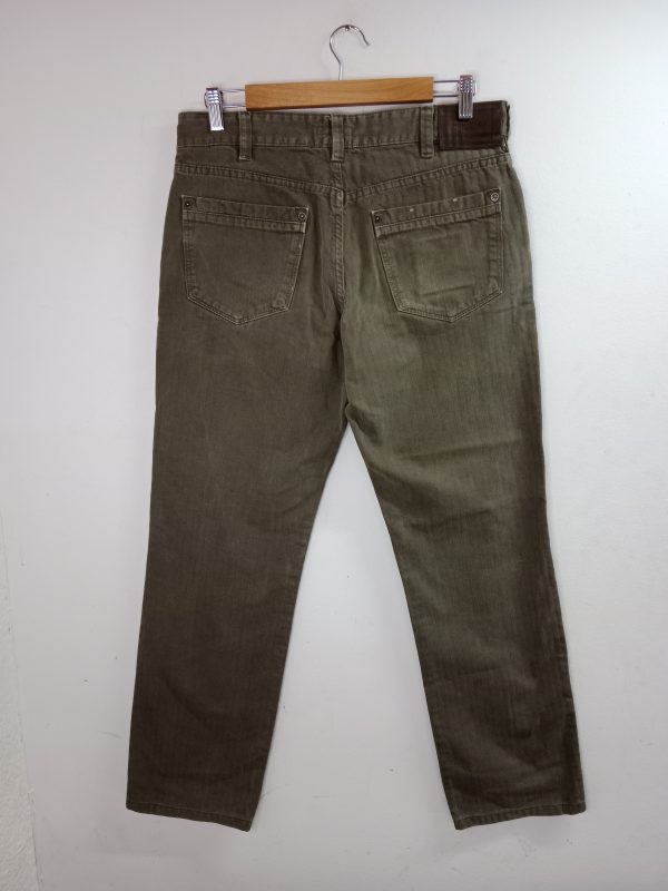 Burberry Cotton Denim Pants Khaki Green Striped & Straight 42 M - Imagen 4