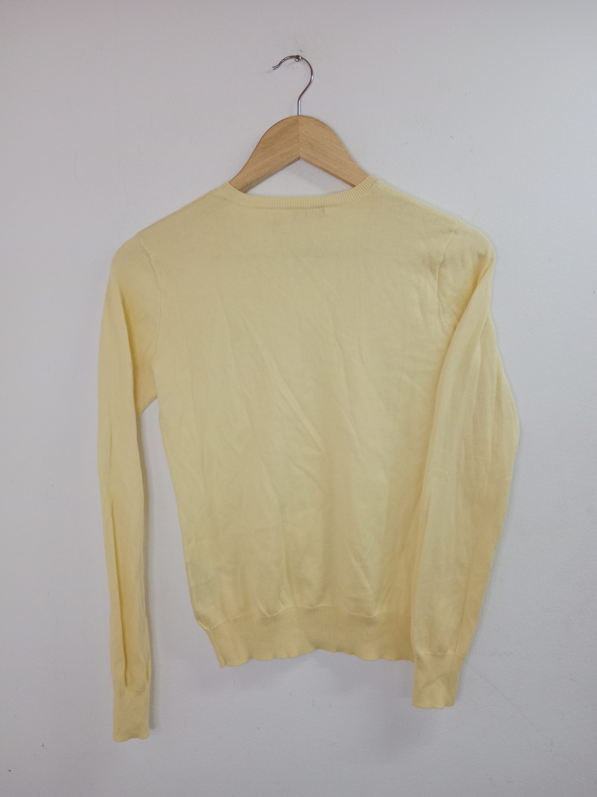 Polo Ralph Lauren Knitted Sweater V-Neck Pale Yellow S M - Imagen 4