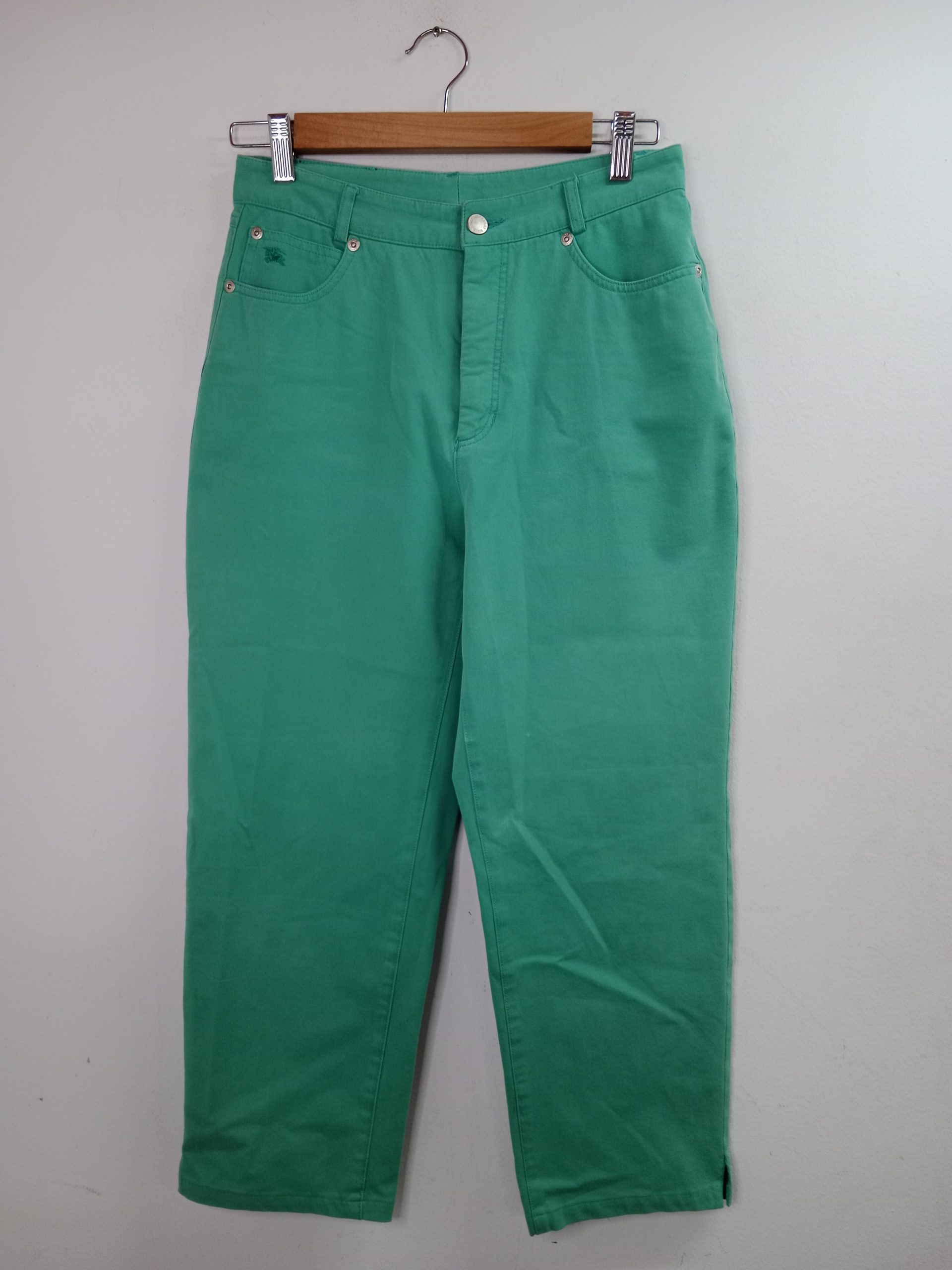 Burberry Cotton Ankle Pants Aqua Blue & Straight XS S