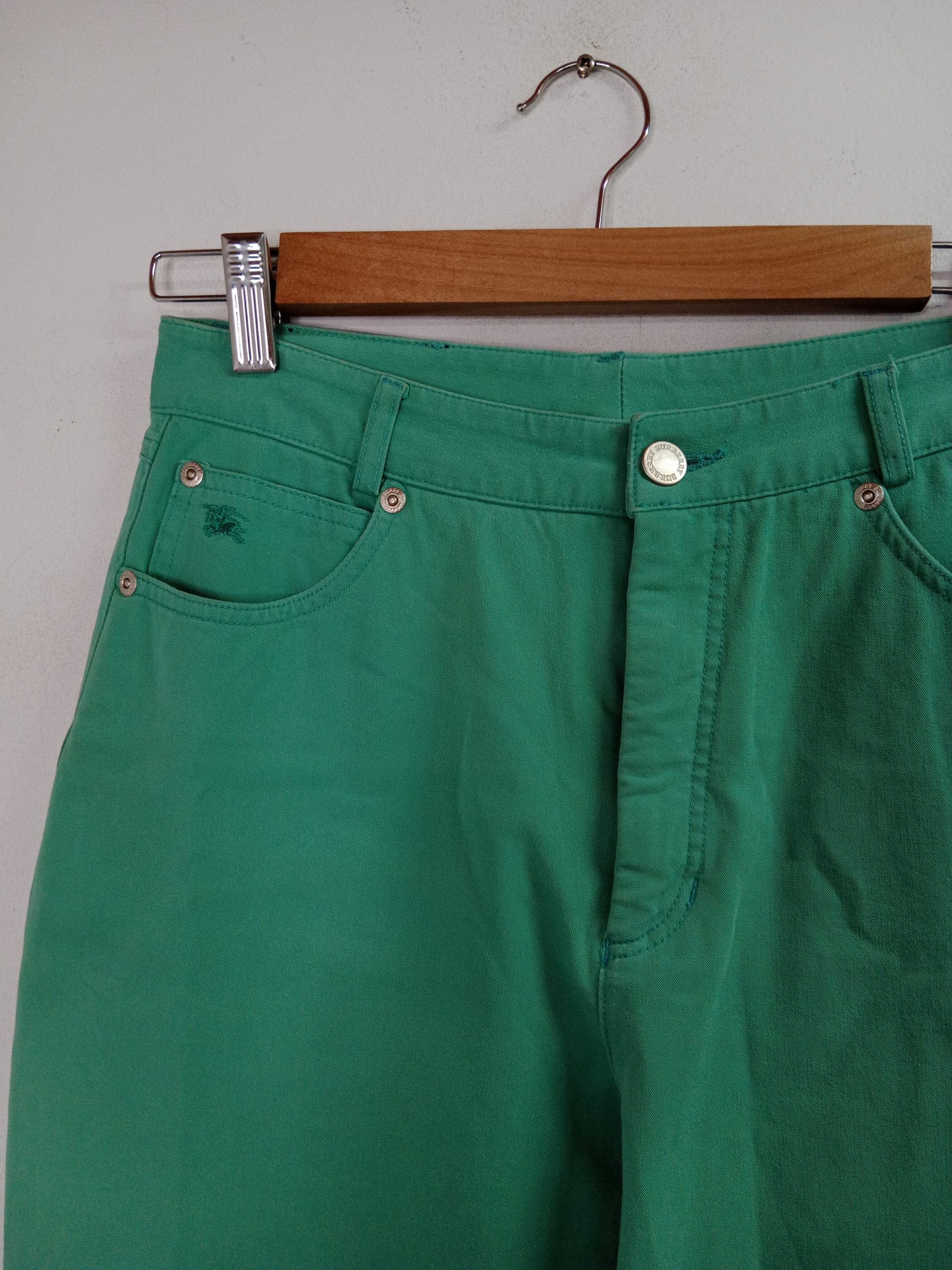 Burberry Cotton Ankle Pants Aqua Blue & Straight XS S - Imagen 2