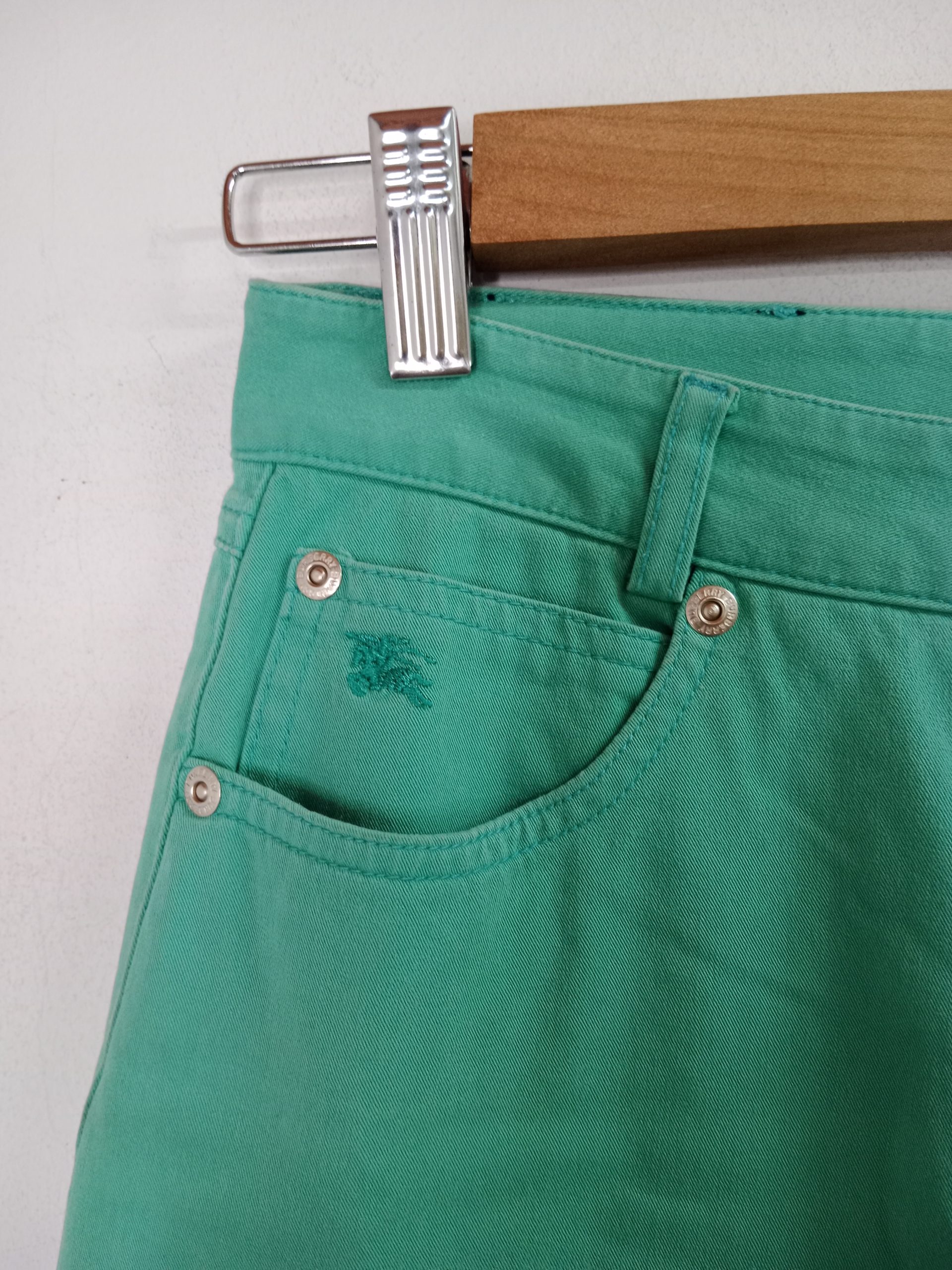 Burberry Cotton Ankle Pants Aqua Blue & Straight XS S - Imagen 3