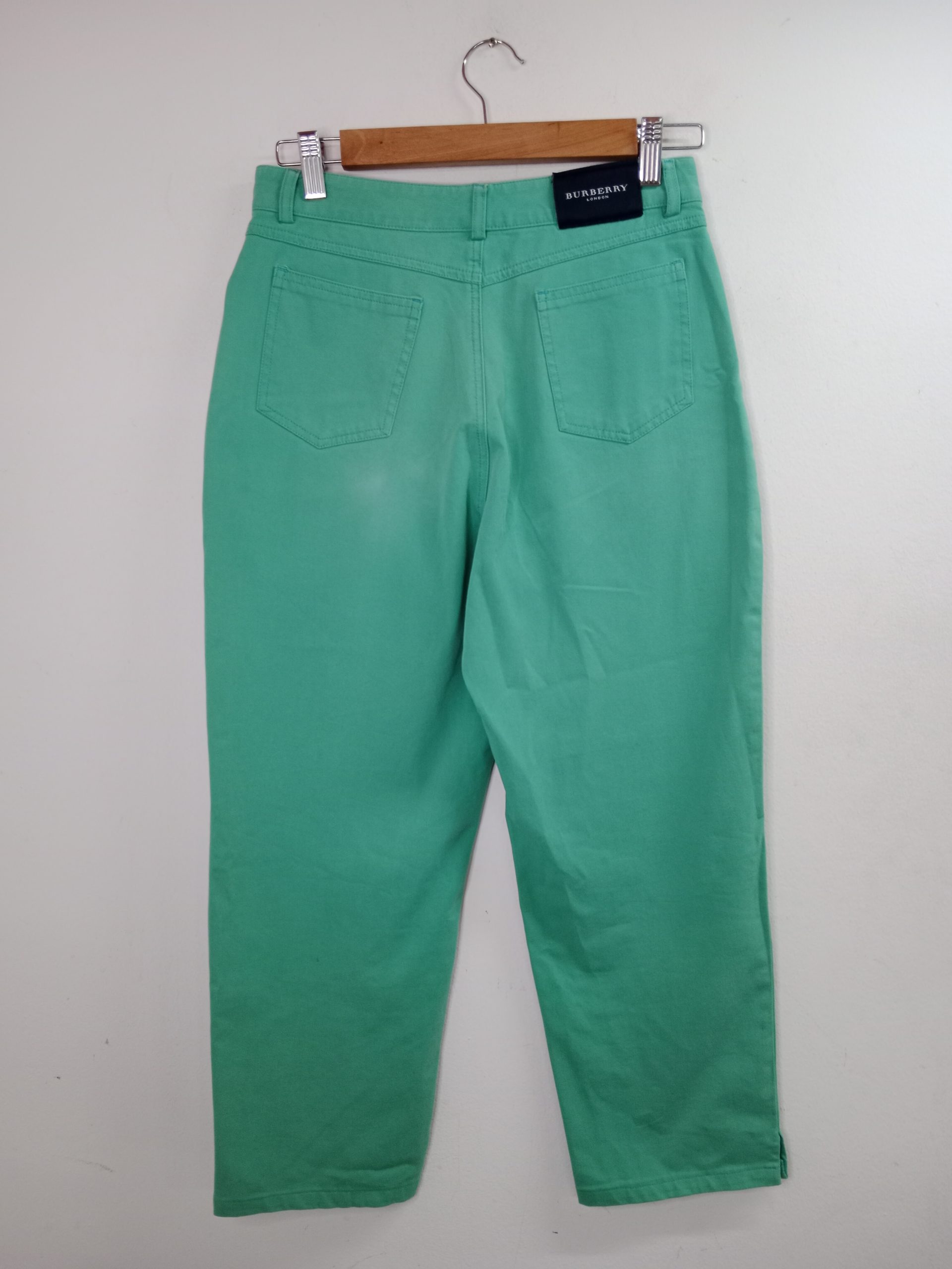 Burberry Cotton Ankle Pants Aqua Blue & Straight XS S - Imagen 4