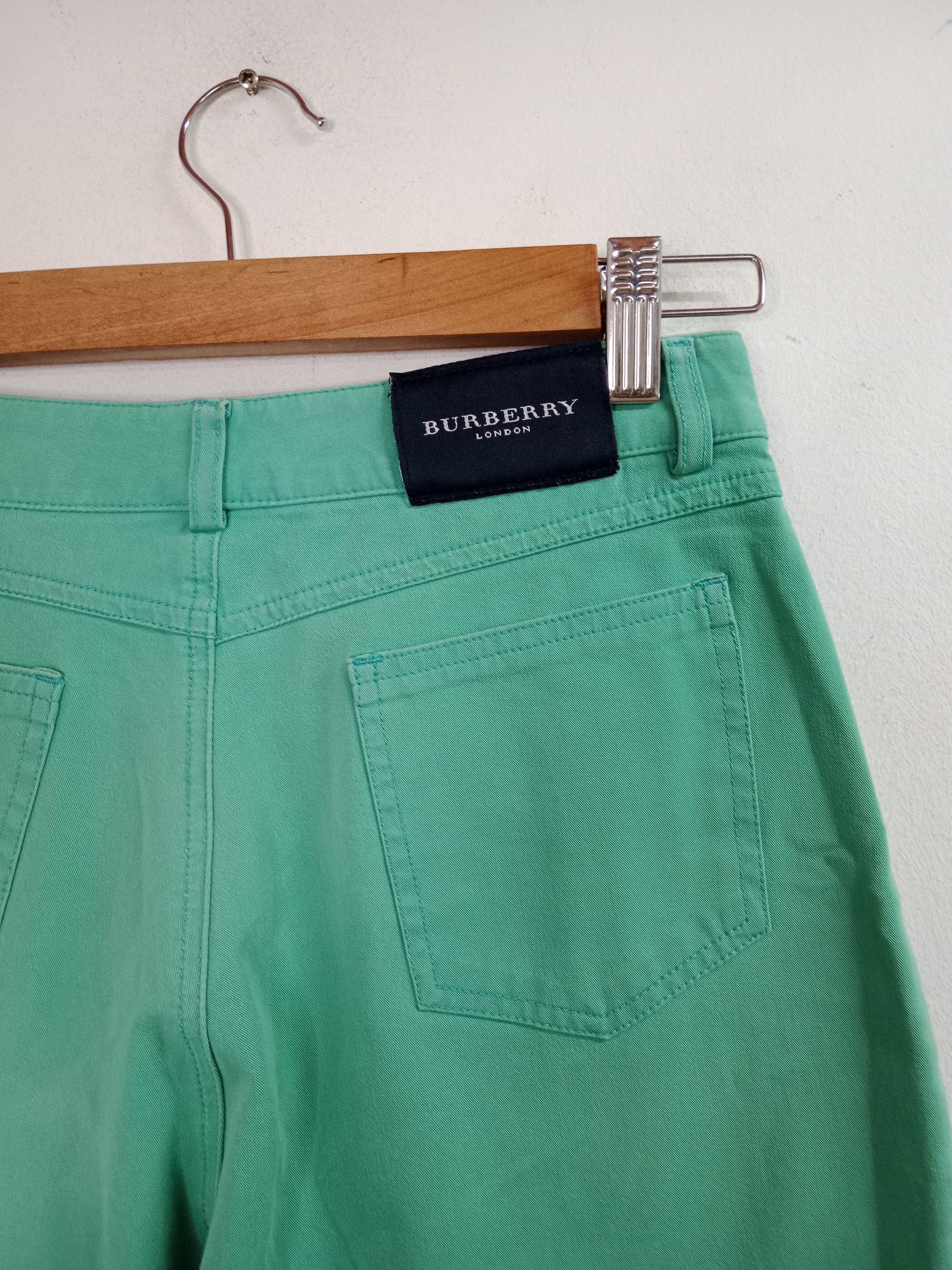 Burberry Cotton Ankle Pants Aqua Blue & Straight XS S - Imagen 5