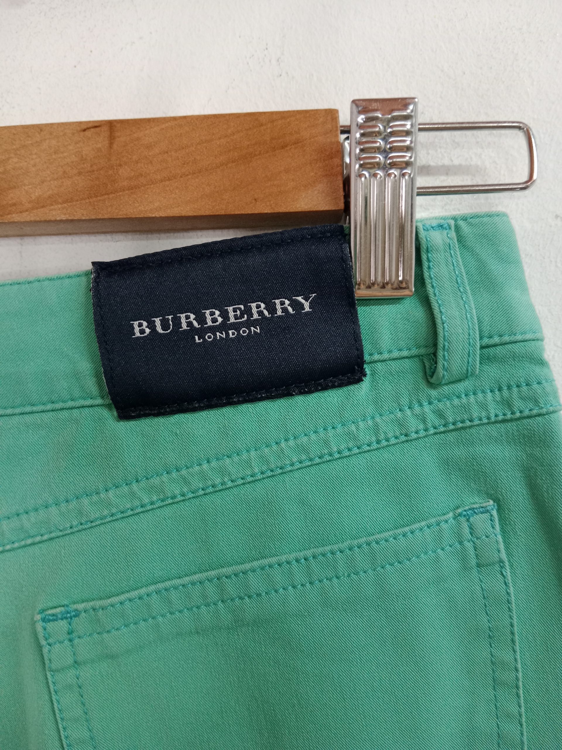 Burberry Cotton Ankle Pants Aqua Blue & Straight XS S - Imagen 6