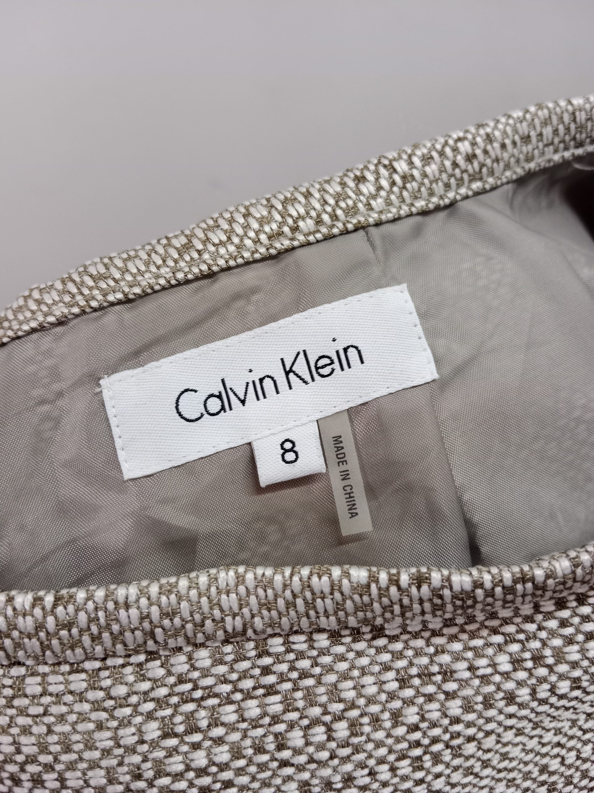 Calvin Klein Short Skirt White & Khaki Green S M - Imagen 4
