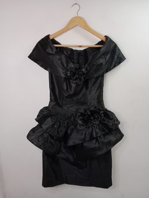 Pronovias Goth Party Flowers Dress Black & Short S