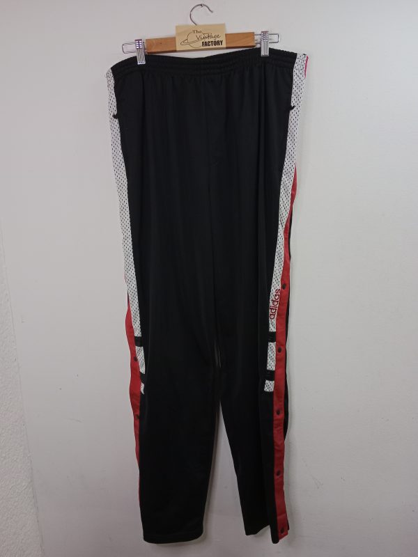 Adidas Vintage Track Pants Black & Red Buttons L XL - Imagen 3
