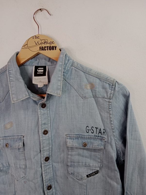 G-Star Raw Denim Shirt Light Blue S - Imagen 2