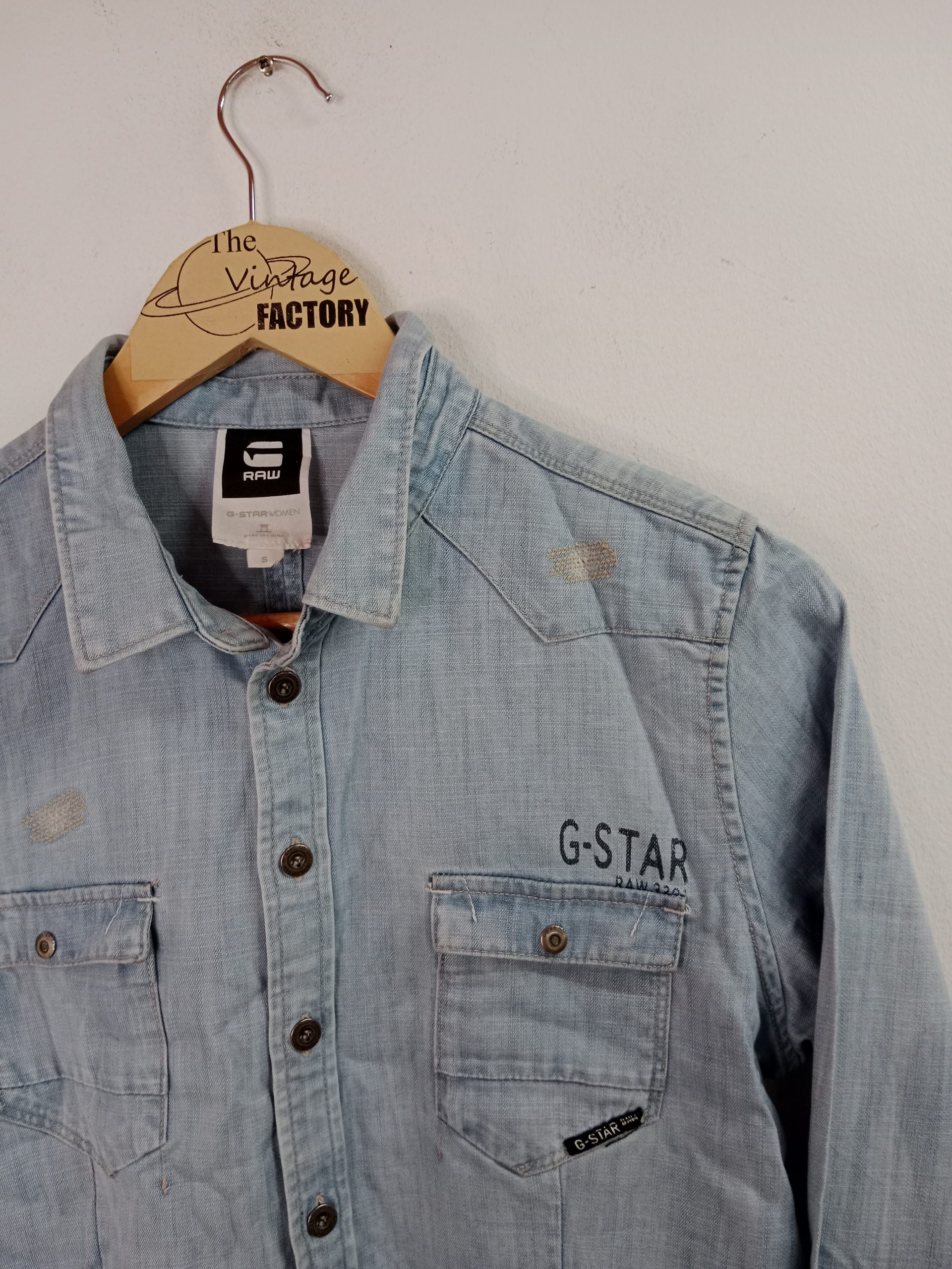 G-Star Raw Denim Shirt Light Blue S - Imagen 2