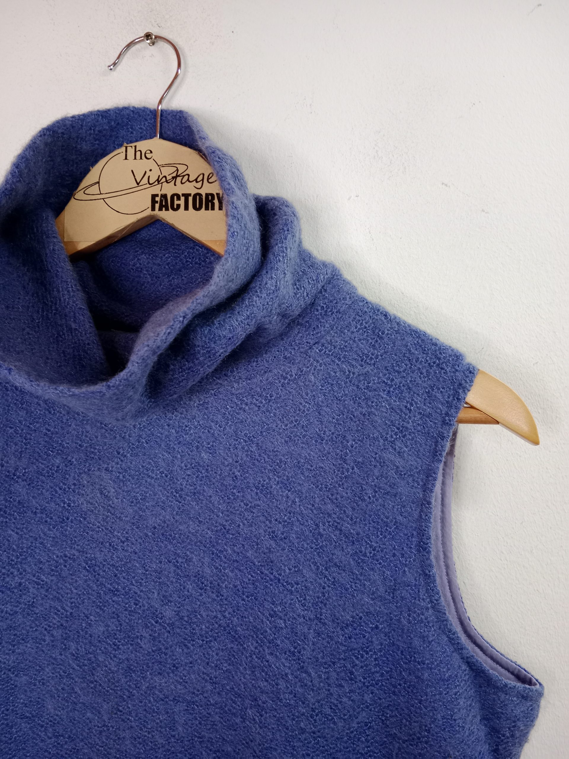 Caramelo Vintage Mohair Tank Sweater Turtleneck Blue L - Imagen 2