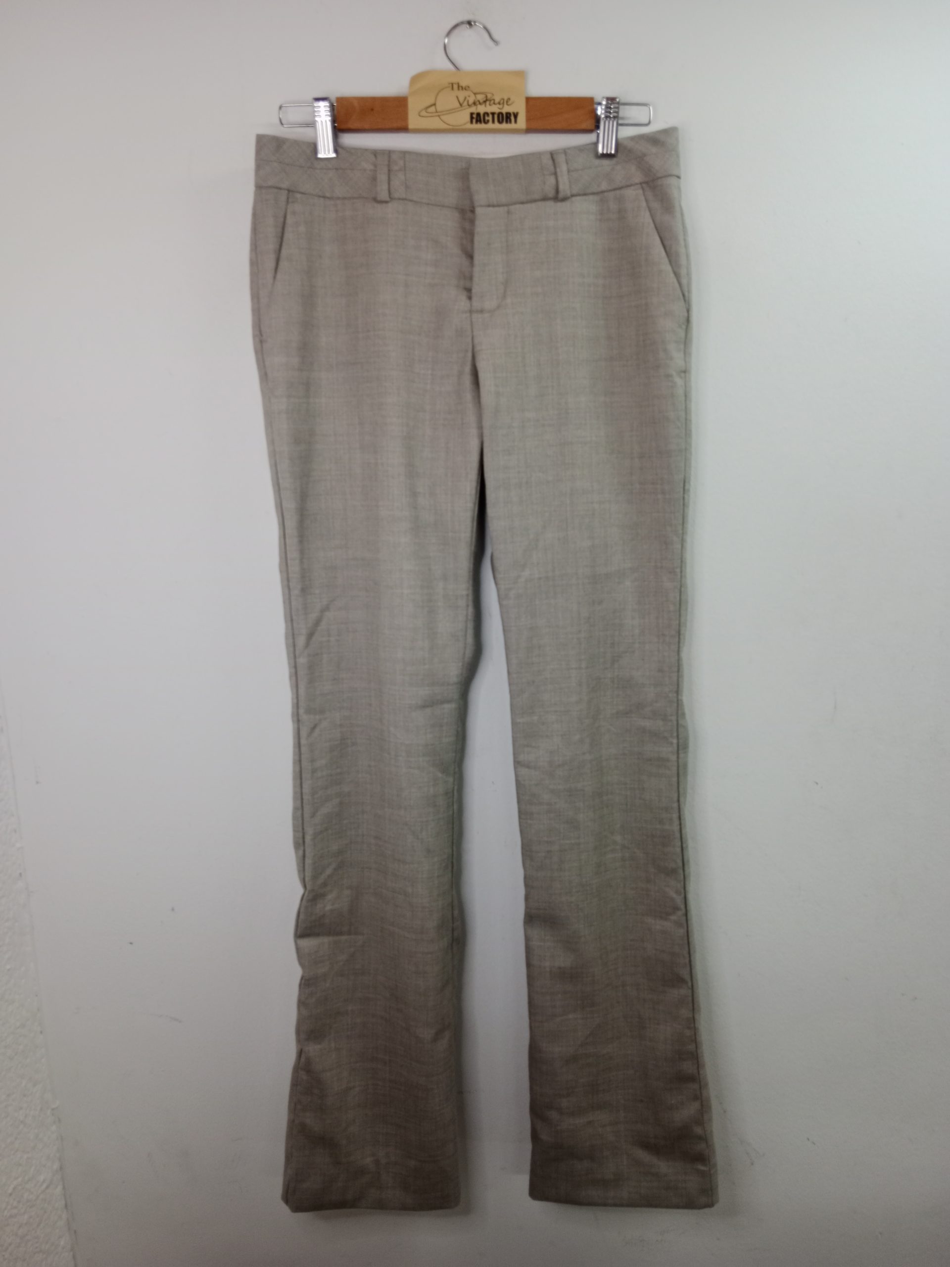 Banana Republic Pleated & Flared Wool Pants Gray Beige M L
