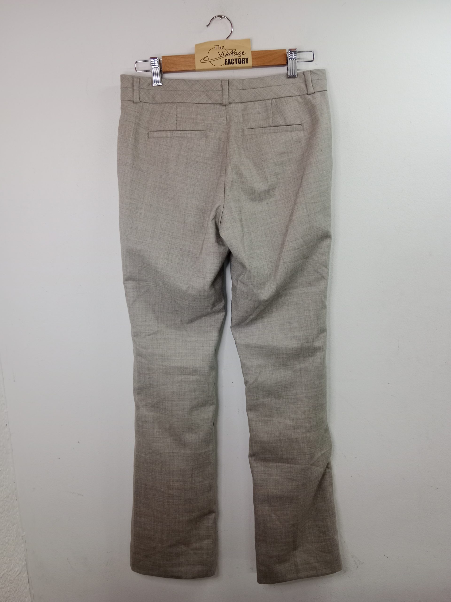 Banana Republic Pleated & Flared Wool Pants Gray Beige M L - Imagen 3