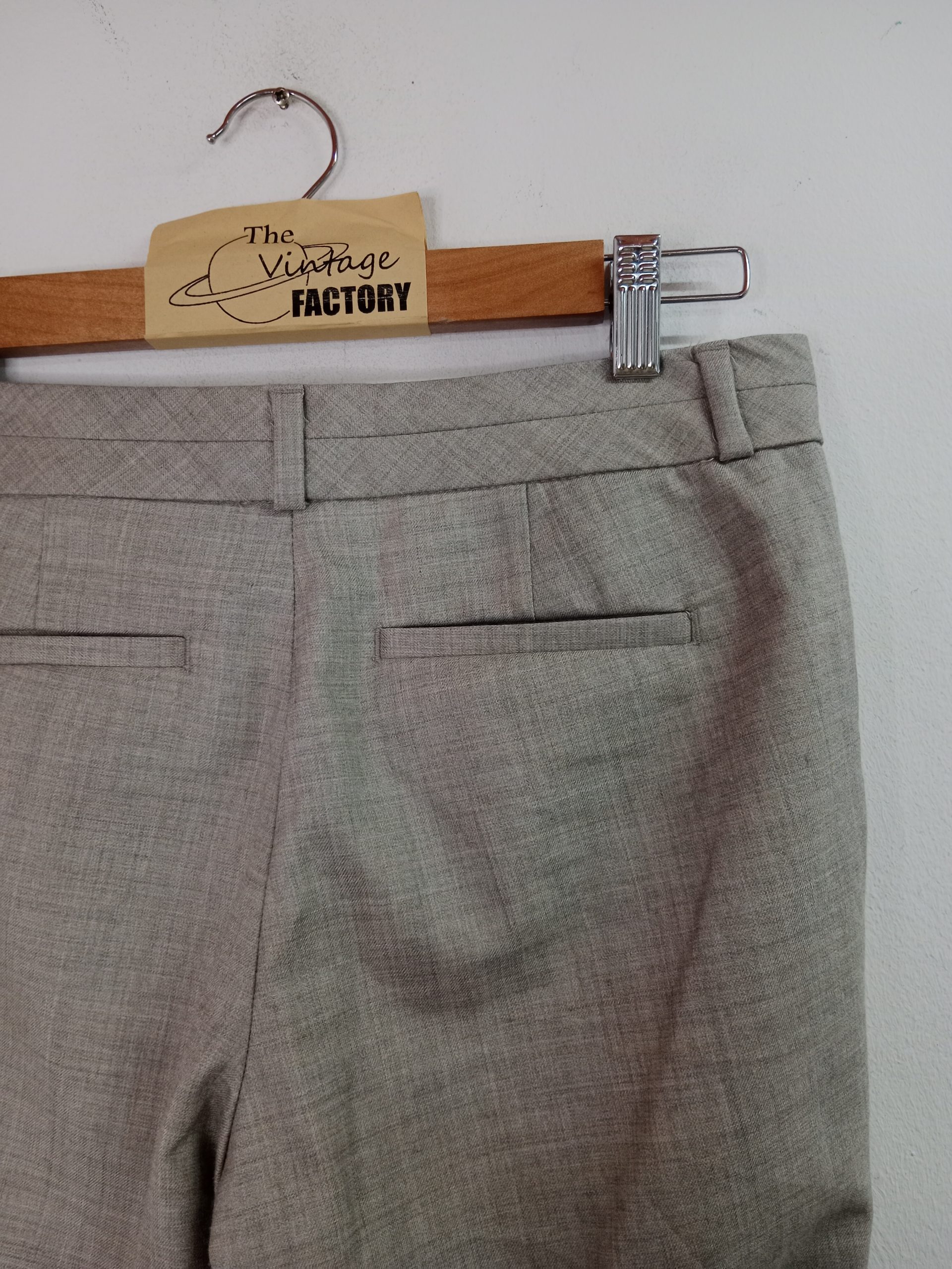 Banana Republic Pleated & Flared Wool Pants Gray Beige M L - Imagen 4