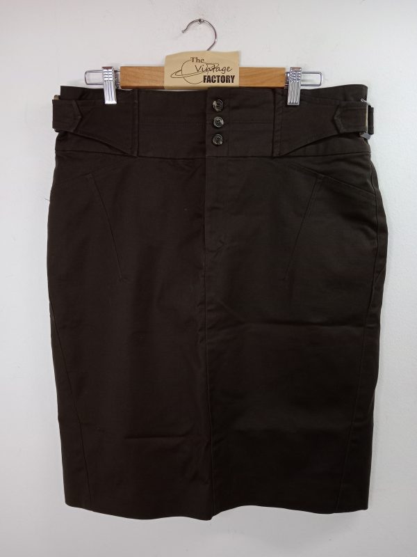 Amitié Skirt Dark Brown Buckles midi XL XXL
