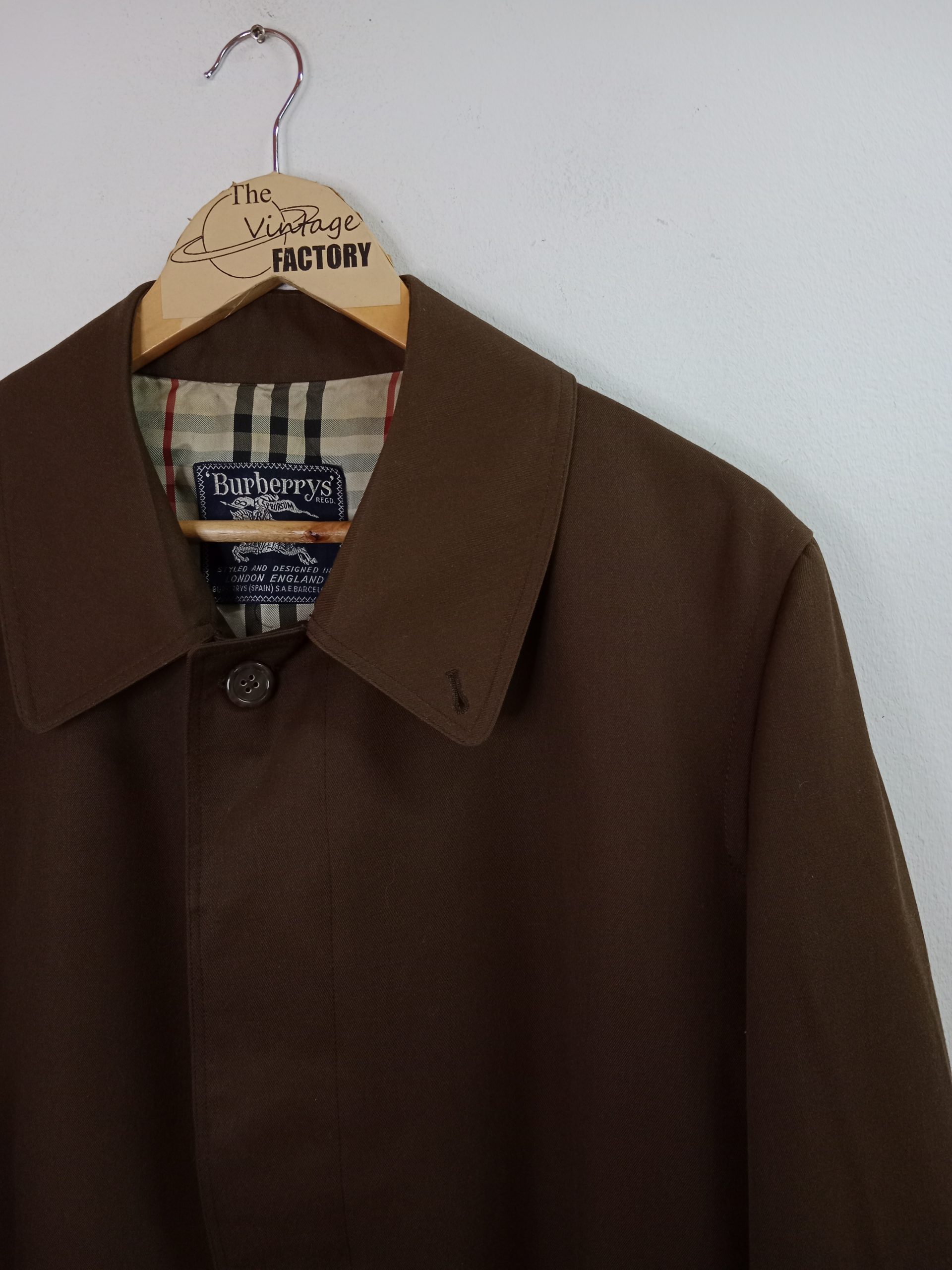 Burberrys Vintage Trench Coat Dark Brown & Buttons M L - Imagen 2