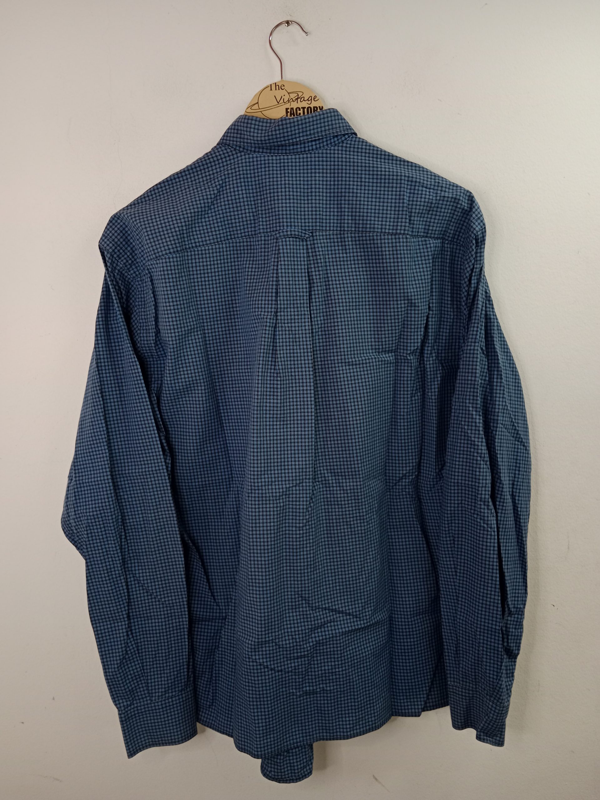 Thomas Burberry Vintage Long Sleeve Shirt Checkered Blue & Black L - Imagen 3