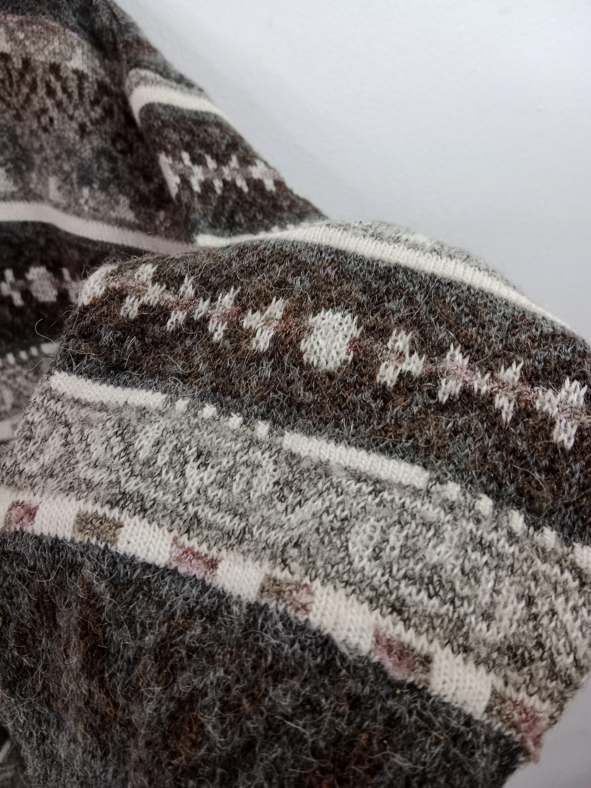 Knitted Vintage Cardigan Wool Mohair Brown & Gray Striped XXL XXXL - Imagen 3
