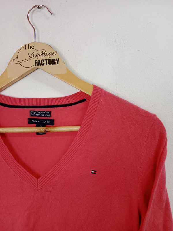 Tommy Hilfiger Knitted Sweater V-neck Dark Pink M - Imagen 2