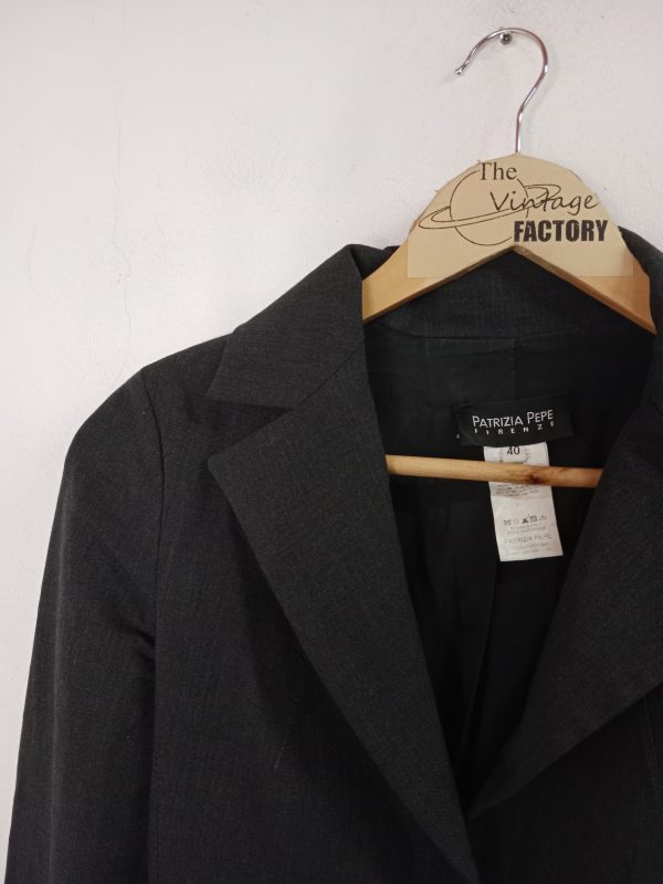 Patrizia Pepe Blazer Vintage Wool Dark Gray Short & Long Sleeve M - Imagen 2