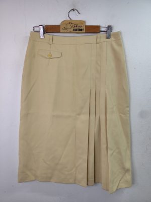 Burberrys Vintage Pleated Skirt Pale Yellow Cream midi M