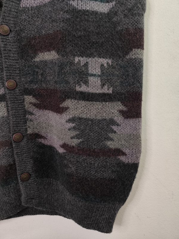 Jimmy Knitted vest vintage wool & mohair & Grey geometric print L XL - Imagen 2