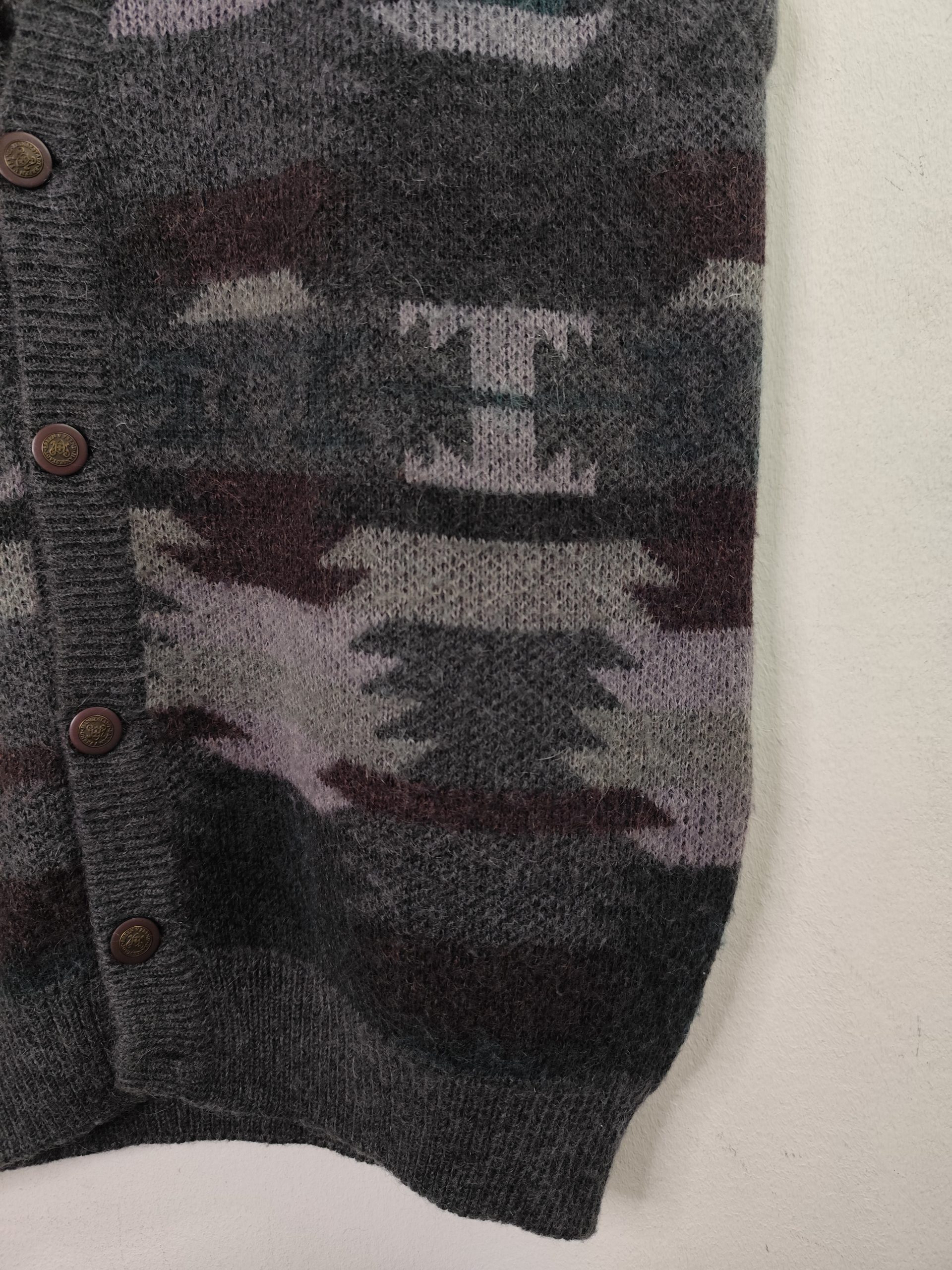 Jimmy Knitted vest vintage wool & mohair & Grey geometric print L XL - Imagen 2