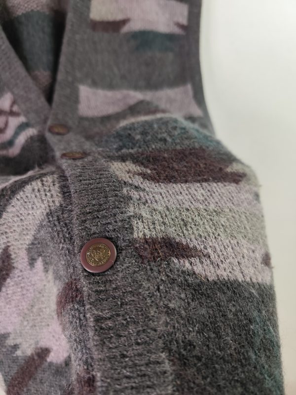 Jimmy Knitted vest vintage wool & mohair & Grey geometric print L XL - Imagen 3