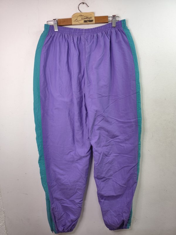 Etirel Track pants vintage 80s lilac and aqua blue M L - Imagen 3