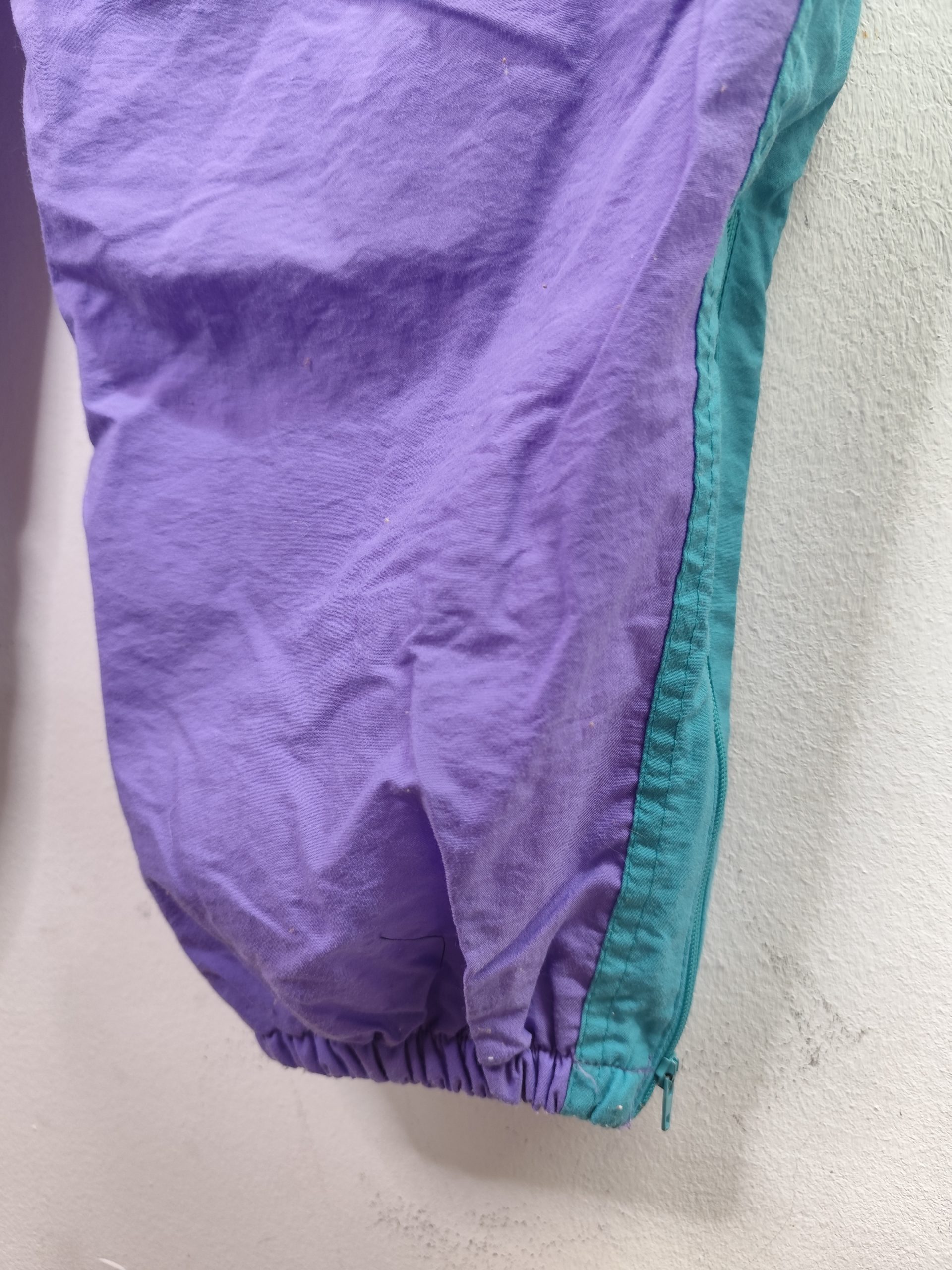 Etirel Track pants vintage 80s lilac and aqua blue M L - Imagen 4